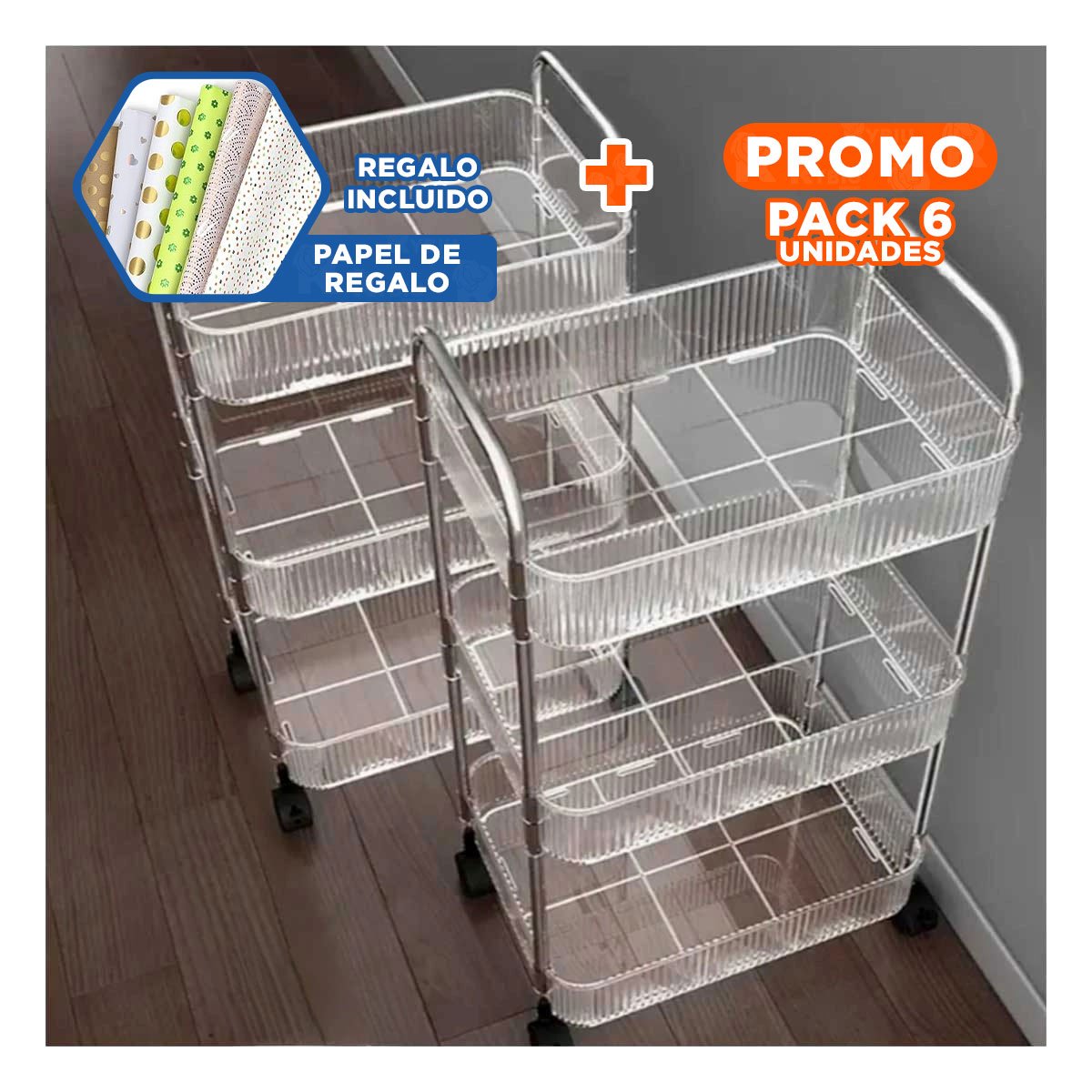PACK6 CONTENEDOR VERSATIL DE ACRILICO PARA GUARDAR UTENSILIOS Y+PAPEL REGALO - 1