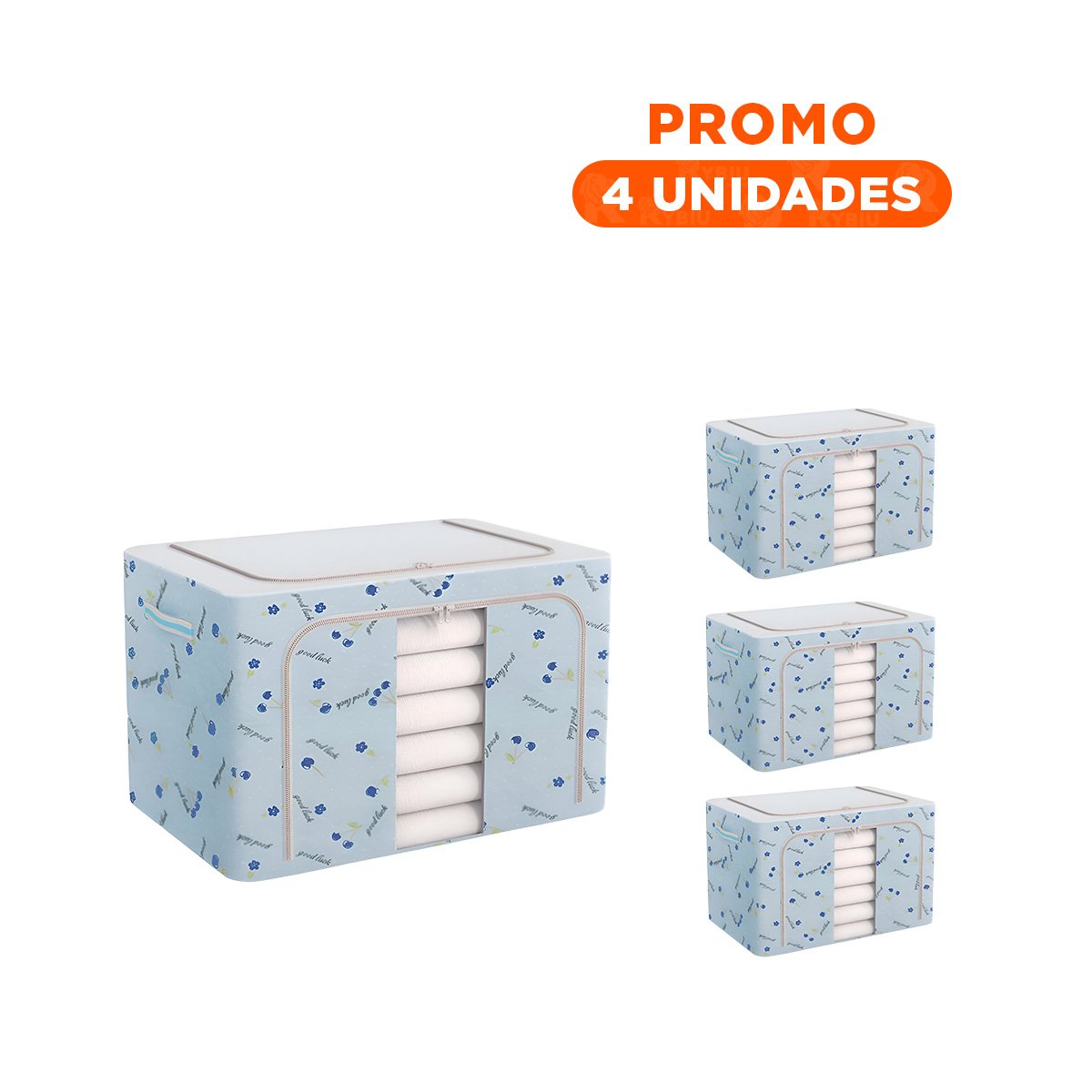 PACK4 CAJA DE ALMACENAJE PLEGABLE CON CEREZAS PARA USO DOMESTICO YREGALO STICKER - 1
