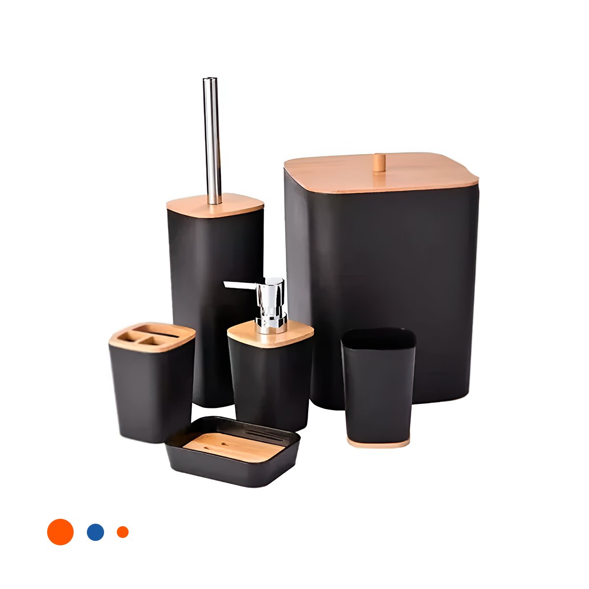 KIT ORGANIZADOR DE HIGIENE SET DE 6 PIEZAS NEGRO USO DIARIO COMODO Y+PAPEL REGALO - 1