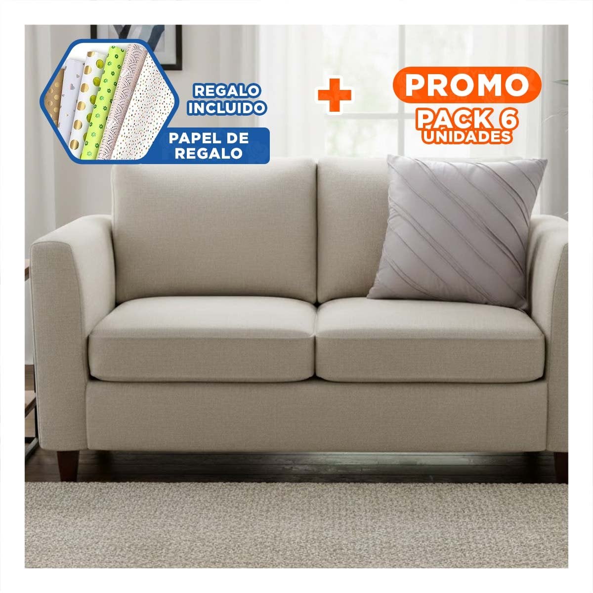 PACK6 PROTECTOR PARA ALMOHADA CON ENFOQUE VISUAL EN TERCIOPELO PLOMO CLARO YPAPEL REGALO - 1