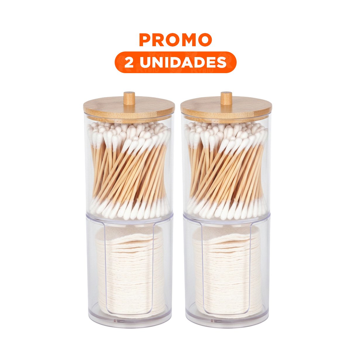 PACK2 ENVASE DOBLE DE ACRILICO CON TAPA DE MADERA TRANSPARENTE FUNCIONAL YREGALO STICKER - 1