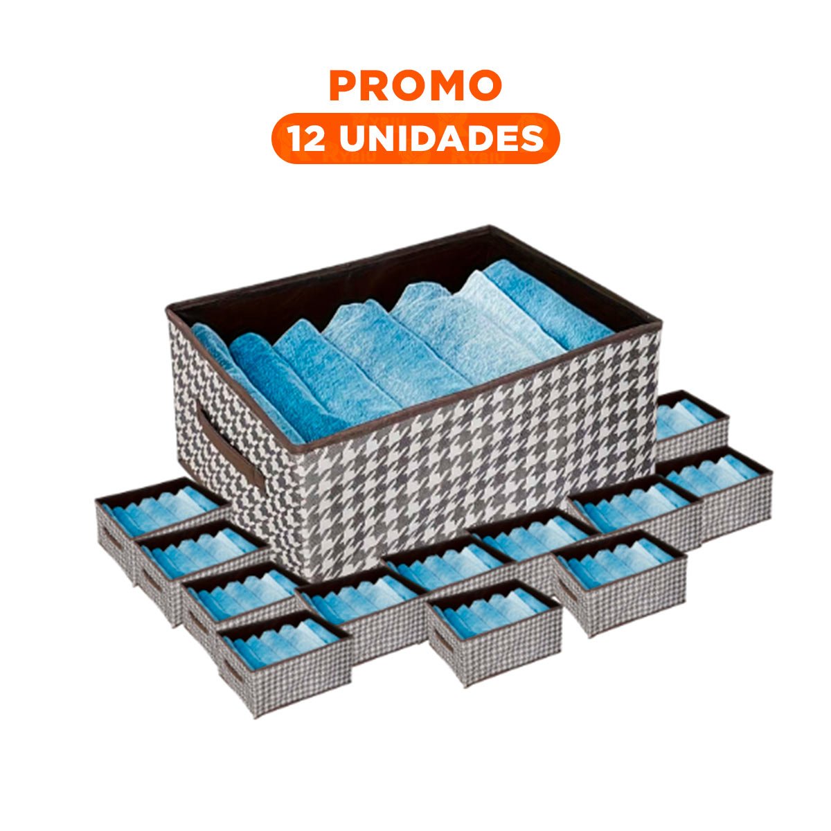 PACK12 CAJON DE TELA MULTIFUNCIONAL 40X28X20CM MARRON YREGALO STICKER - 1