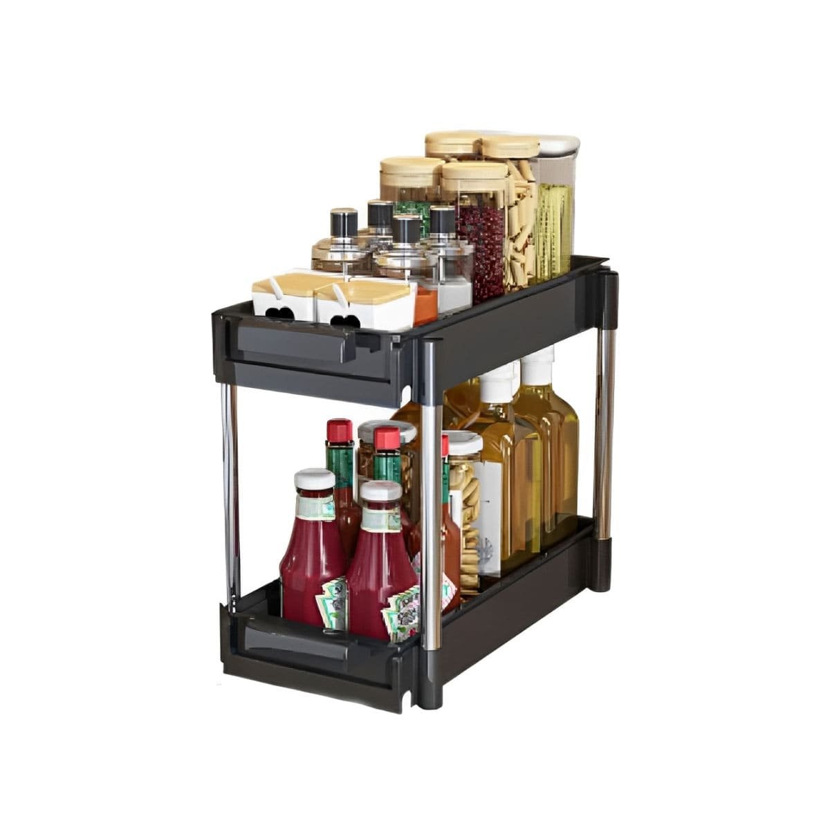 ELEMENTO NEGRO 2 NIVELES CON 2 CAJONES DESLIZABLES PARA AMBIENTES INTERIORES Y+PAPEL REGALO - 1