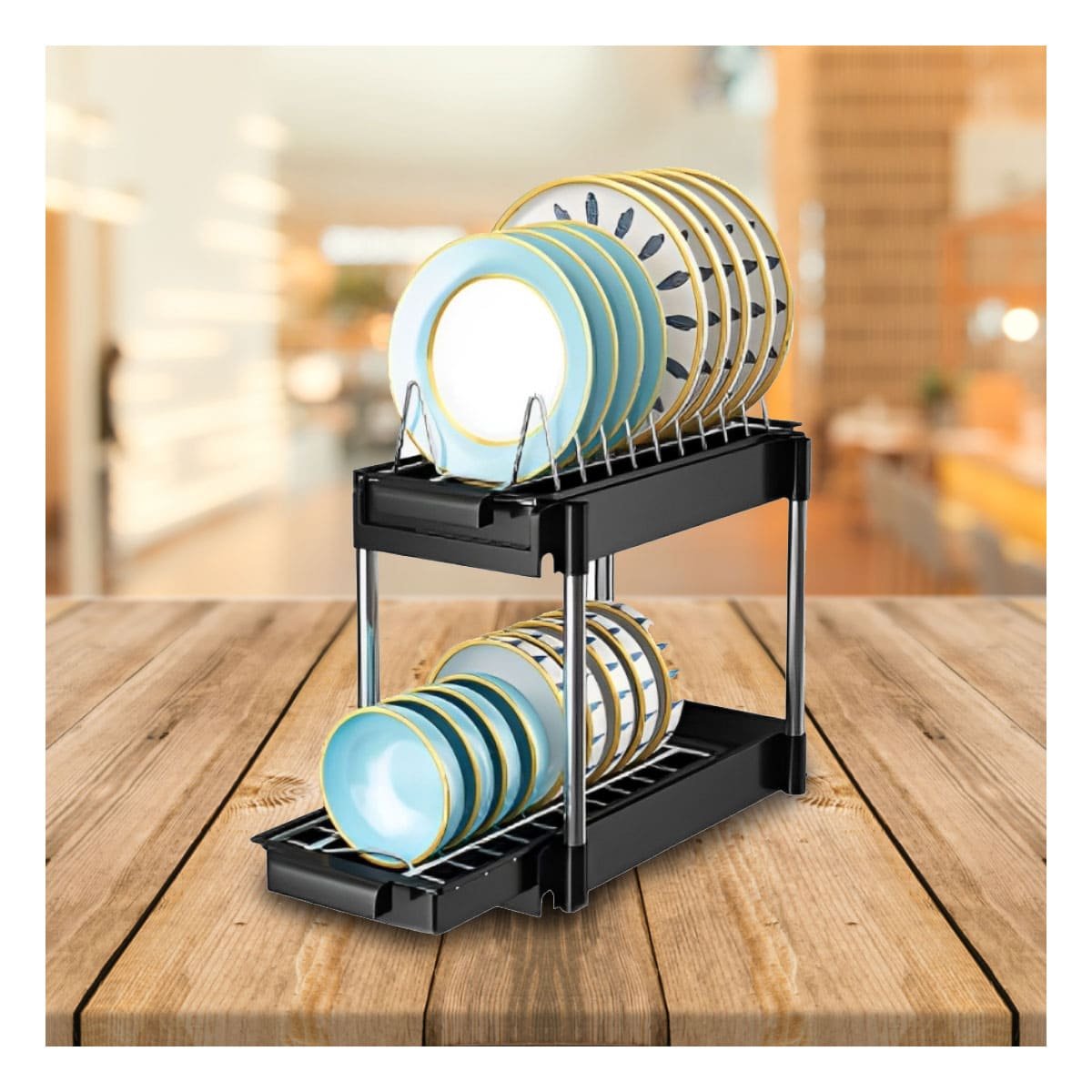 ELEMENTO NEGRO 2 NIVELES CON 2 CAJONES DESLIZABLES PARA AMBIENTES INTERIORES Y+PAPEL REGALO - 5