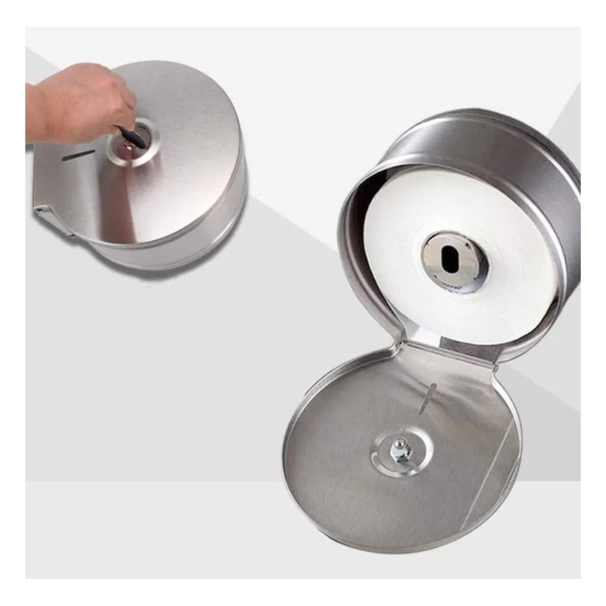 PACK4 SISTEMA JUMBO DE PAPEL HIGIENICO FORMATO AMPLIO METAL PLATEADO PRO YREGALO STICKER - 5