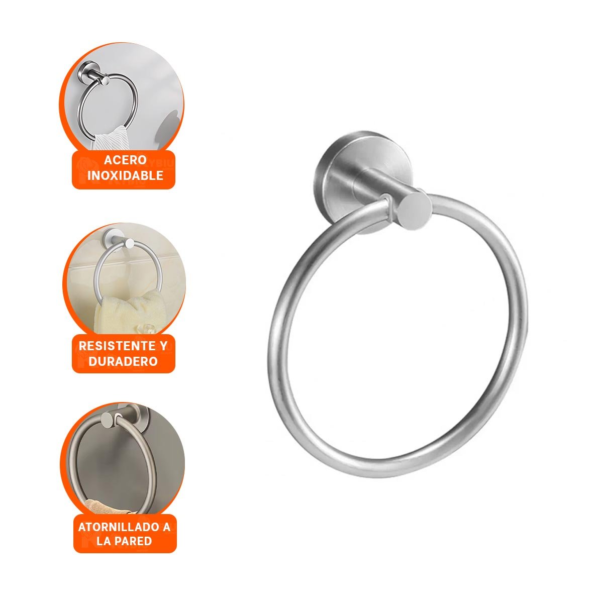 COLGADOR DE TOALLAS DE PARED TIPO ANILLO PRACTICO Y FUNCIONAL Y+LIGAS REGALO - 3