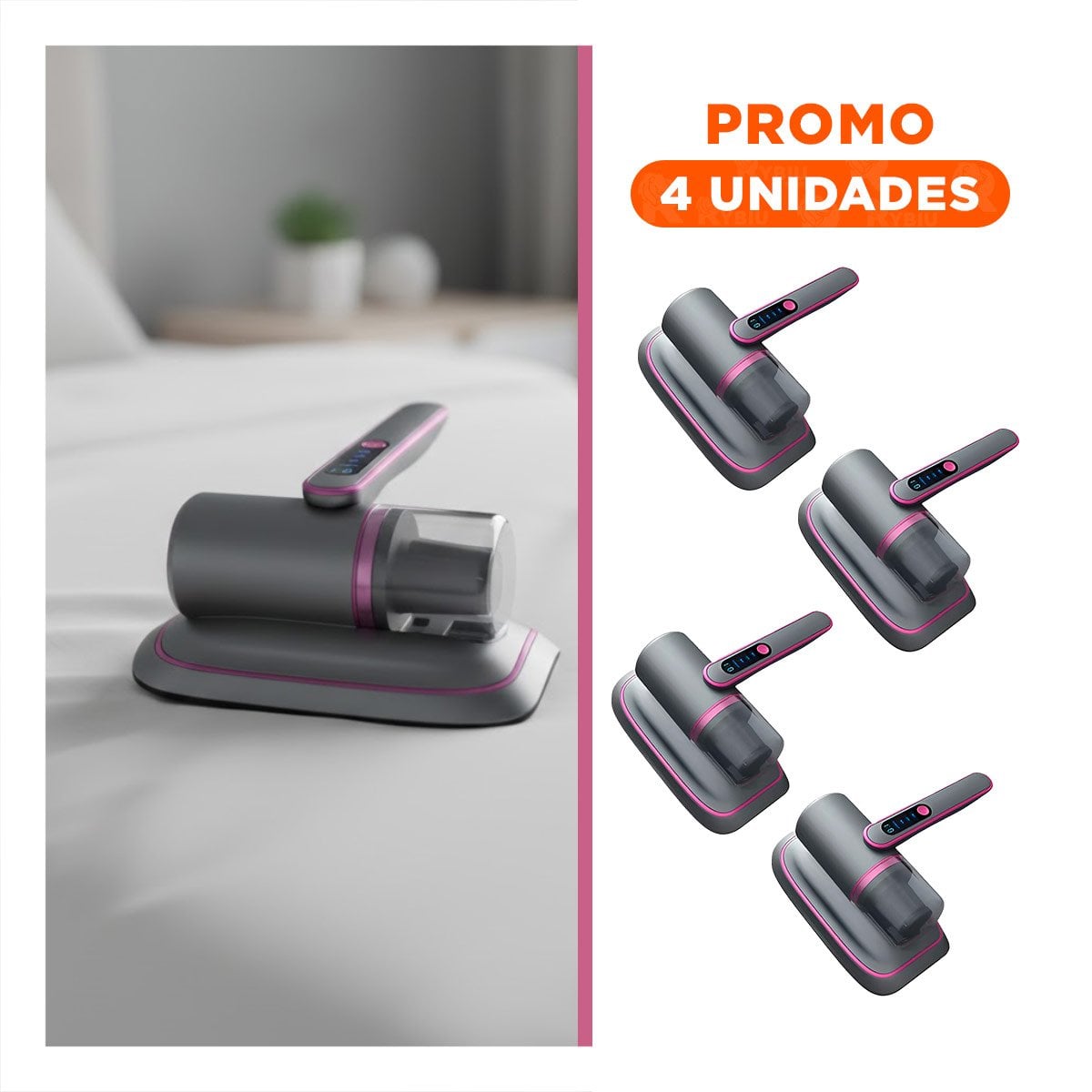PACK4 RECOLECTOR DOMESTICO PARA ACAROS EN PLOMO Y FUCSIA PARA MUEBLES - 1