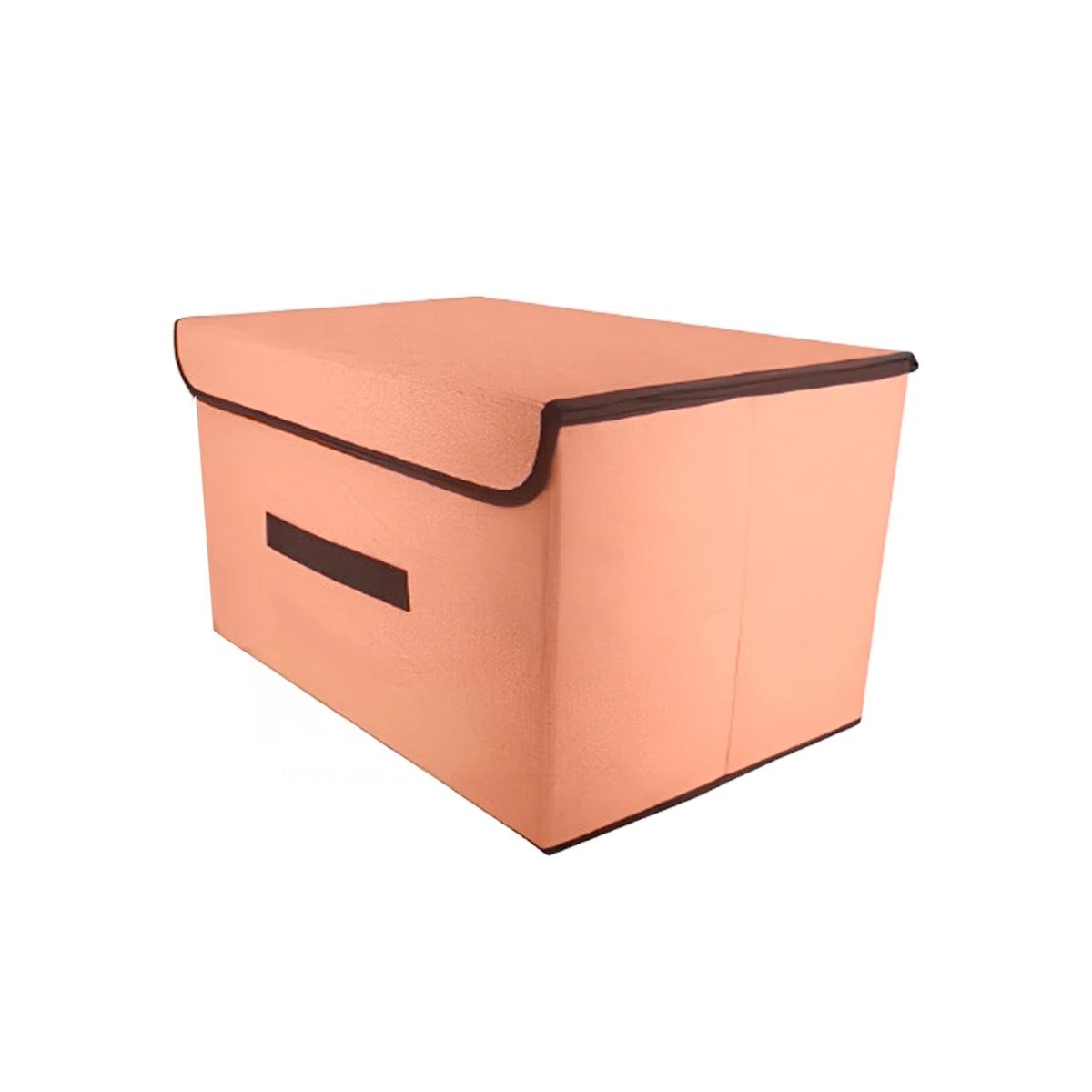 ORGANIZADOR ELEGANTE DE TELA 25X19X16CM MOSTAZA CON BORDE MARRON PARA CASA YLIGAS REGALO - 3
