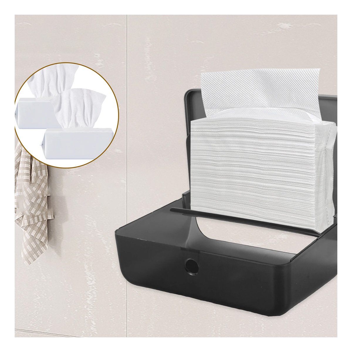 PACK2 GABINETE DE PAPEL TOALLA INTERFOLIADO NEGRO CON ESTILO ELEGANTE YPAPEL REGALO - 2