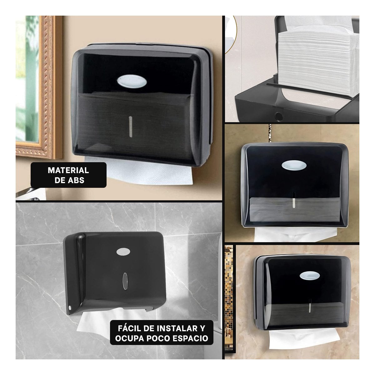 PACK2 GABINETE DE PAPEL TOALLA INTERFOLIADO NEGRO CON ESTILO ELEGANTE YPAPEL REGALO - 3