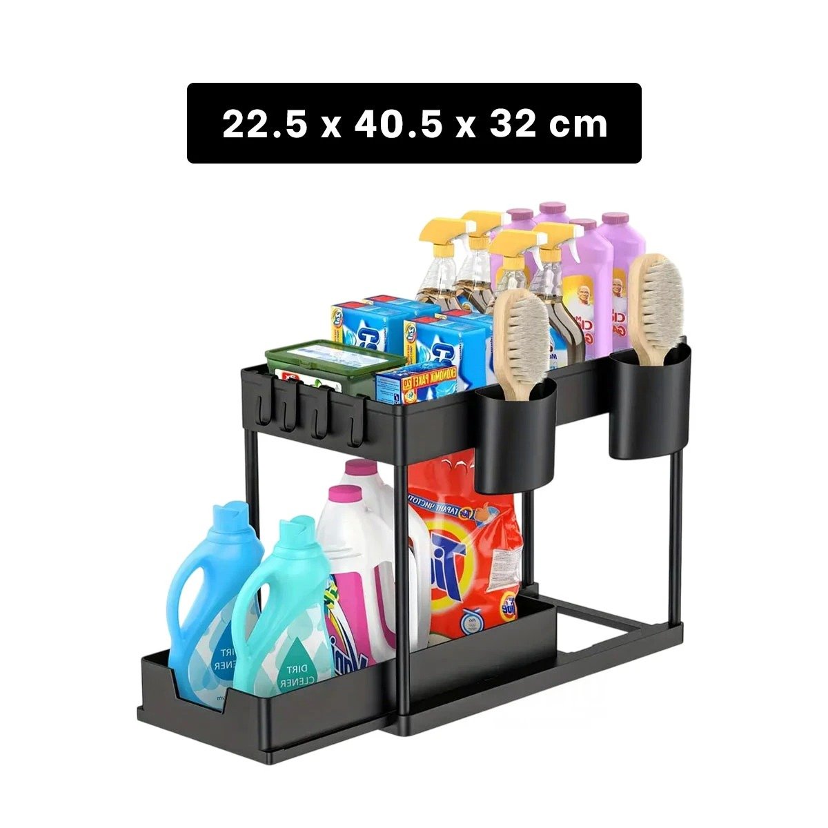 ORGANIZADOR DE OFICINA 2 NIVELES CON CAJON INFERIOR DESLIZABLE NEGRO Y+REGALO STICKER - 4