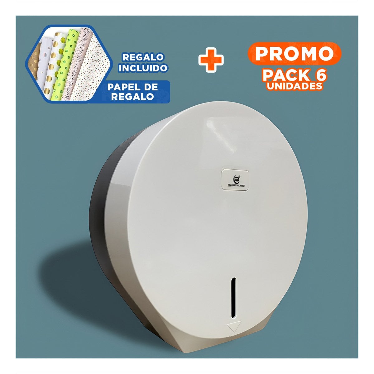 PACK6 MODULO JUMBO DE PAPEL HIGIENICO MODELO GOTA RECARGABLE BLANCO PLUS YPAPEL REGALO - 1