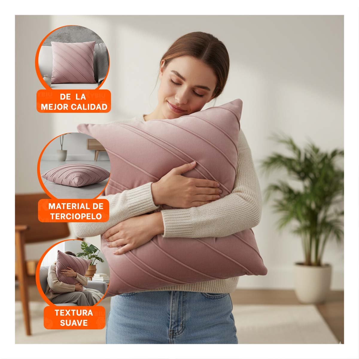 CUBIERTA CON TEXTURA SUAVE DE TERCIOPELO Y DIAGONALES EN ROSADO CLARO Y+PAPEL REGALO - 5