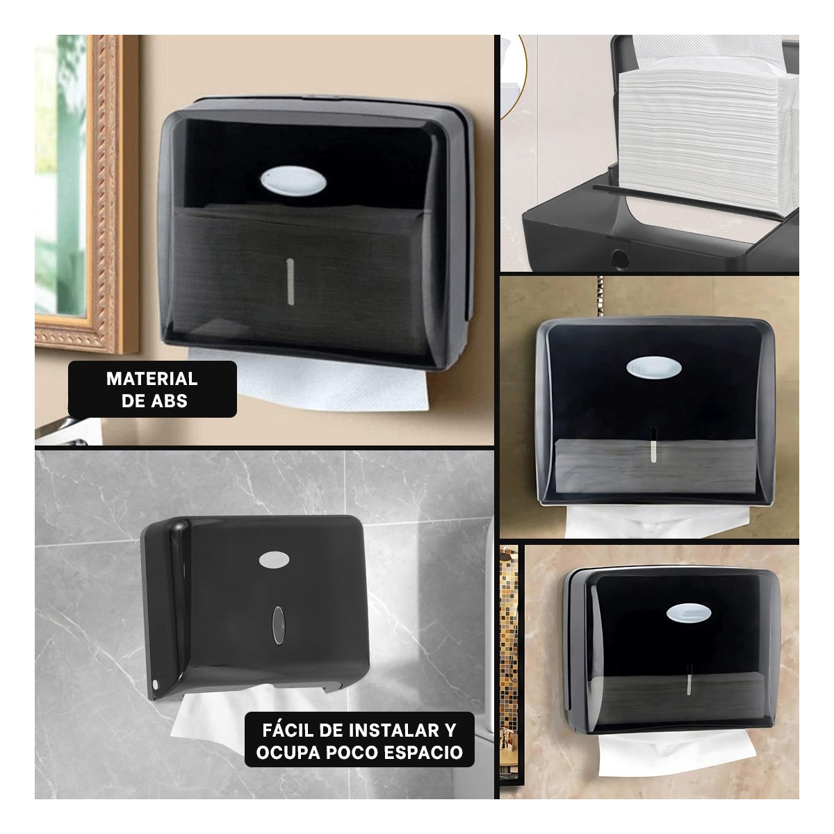 PORTA PAPEL TOALLA INTERFOLIADO NEGRO DURADERO PARA USO DIARIO EN COCINA YLIGAS REGALO - 5