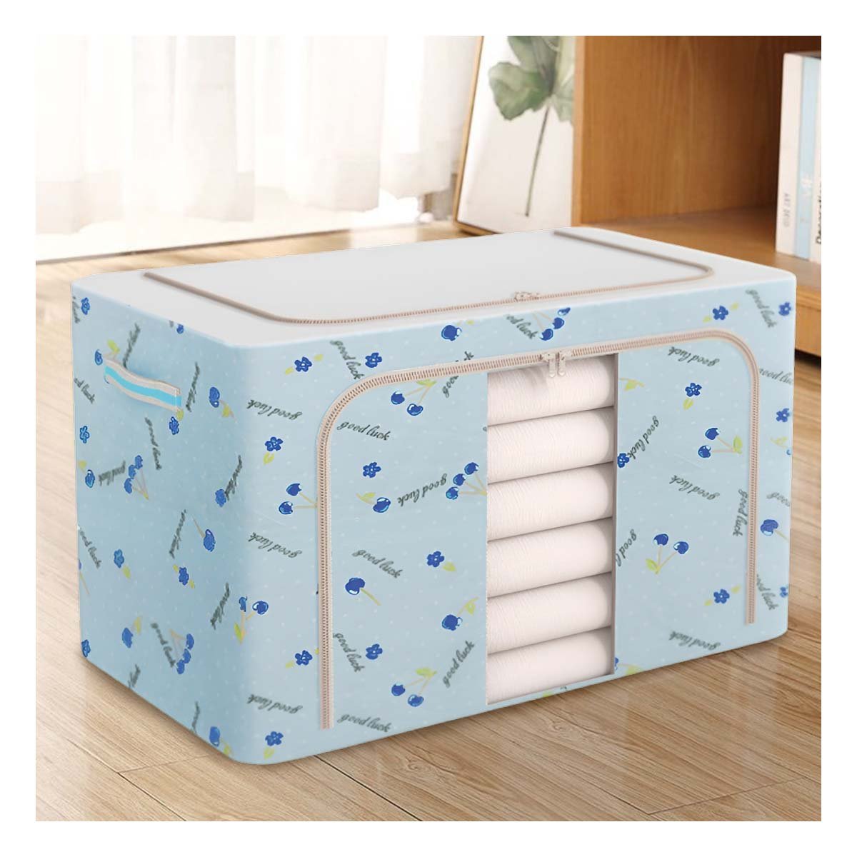 CANASTA ORGANIZADORA PLEGABLE CON CEREZAS PARA DORMITORIO CLOSET Y EL HOGAR Y+PAPEL REGALO - 5