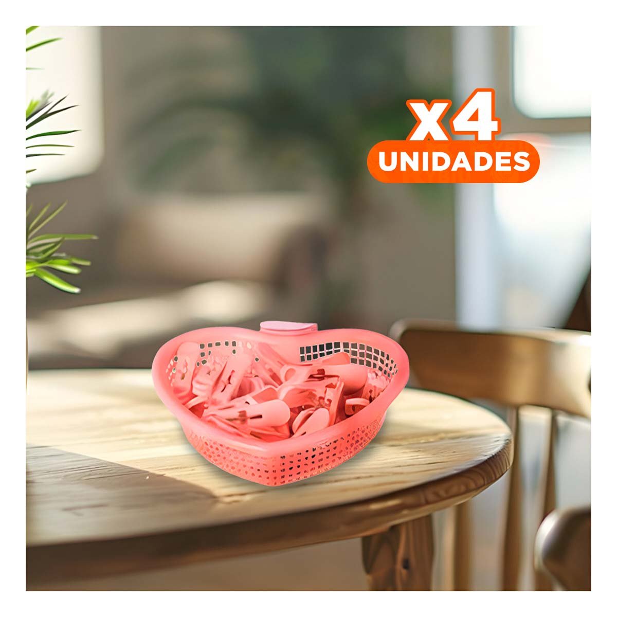 PACK4 CONTENEDOR PRACTICO ROSADO CLARO EN FORMA DE CORAZON PARA GANCHOS ORDENADOS - 1