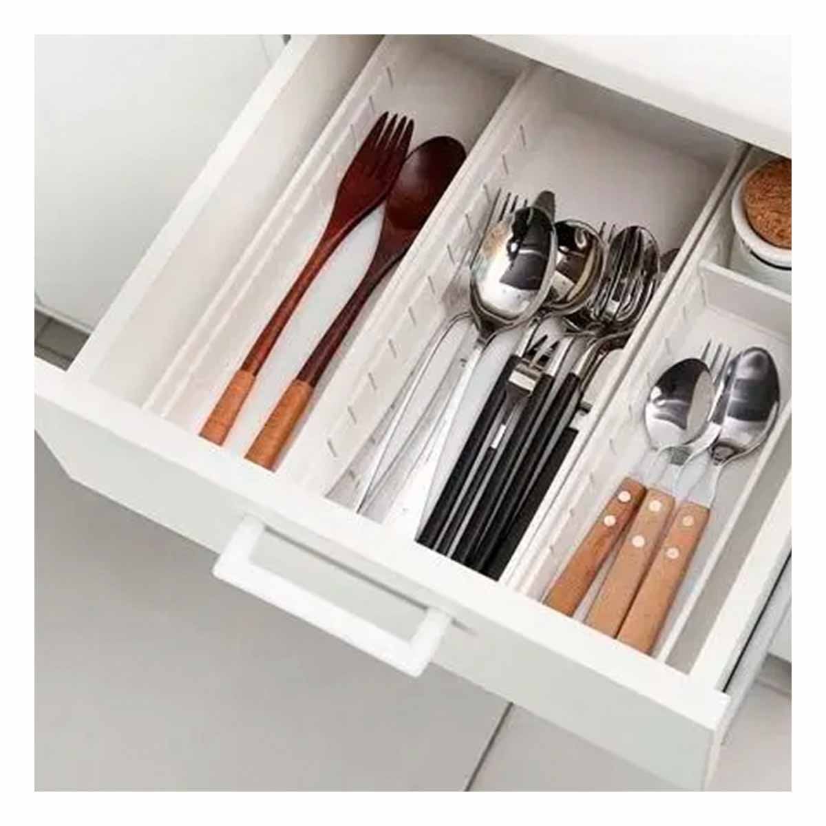 PACK6 CONTENEDOR ORGANIZADORA AJUSTABLE CON TABLEROS 34.6X12X5CM BLANCO COMPACTO - 5