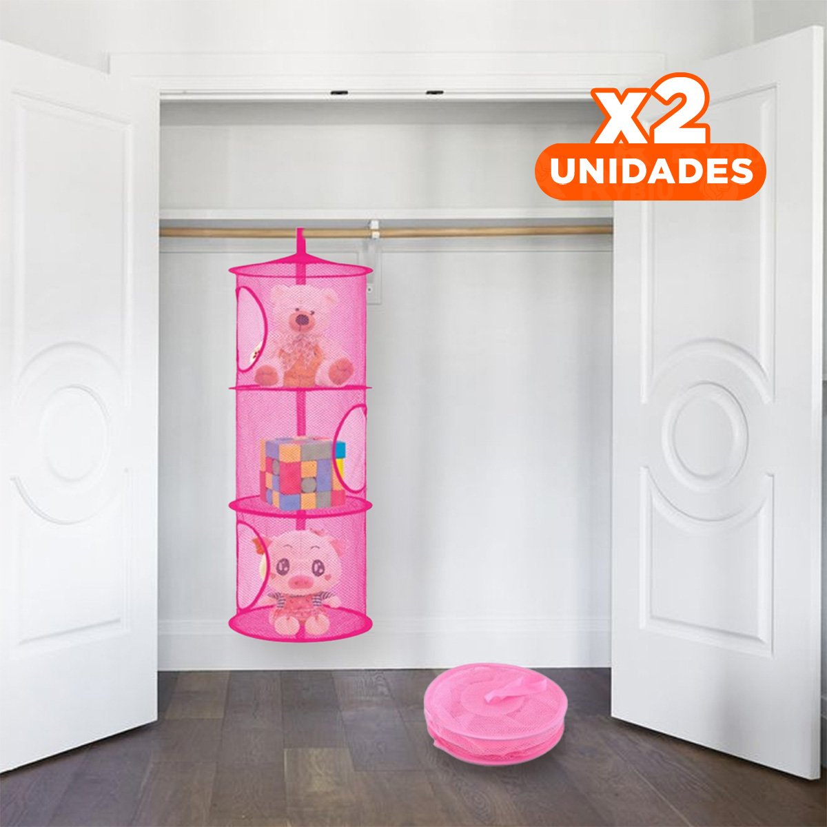 PACK2 SISTEMA COLGANTE TIPO RED 3 NIVELES FUCSIA MODERNO PARA ORGANIZAR Y+REGALO STICKER - 1