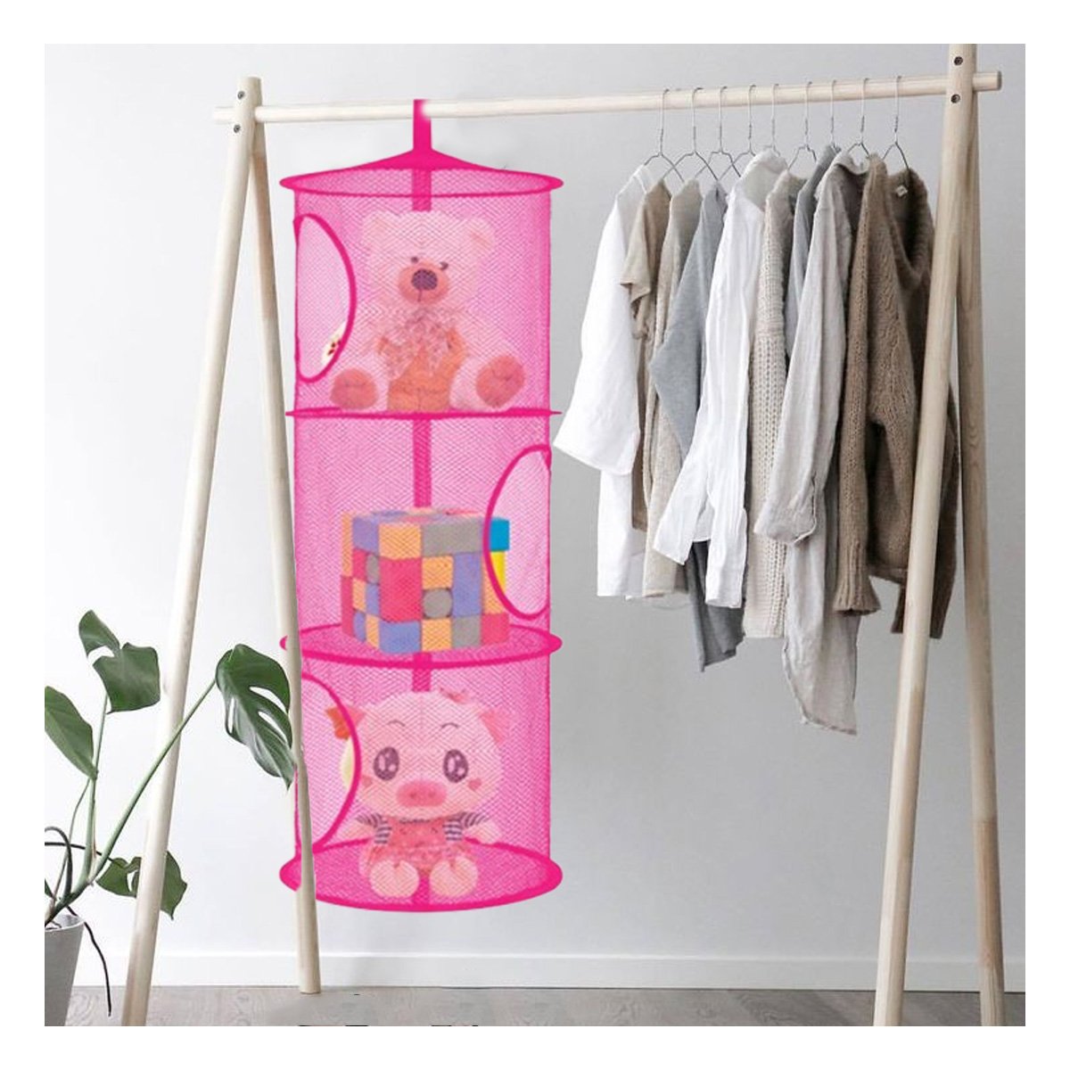 PACK2 SISTEMA COLGANTE TIPO RED 3 NIVELES FUCSIA MODERNO PARA ORGANIZAR Y+REGALO STICKER - 5