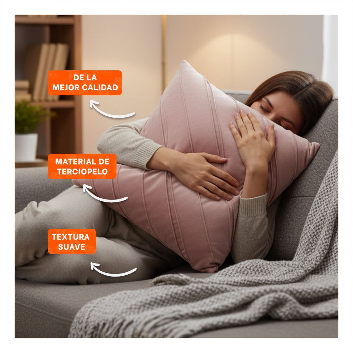 PACK6 PROTECTOR PARA ALMOHADA CON ENFOQUE VISUAL EN TERCIOPELO ROSADO CLARO Y+PAPEL REGALO - 2
