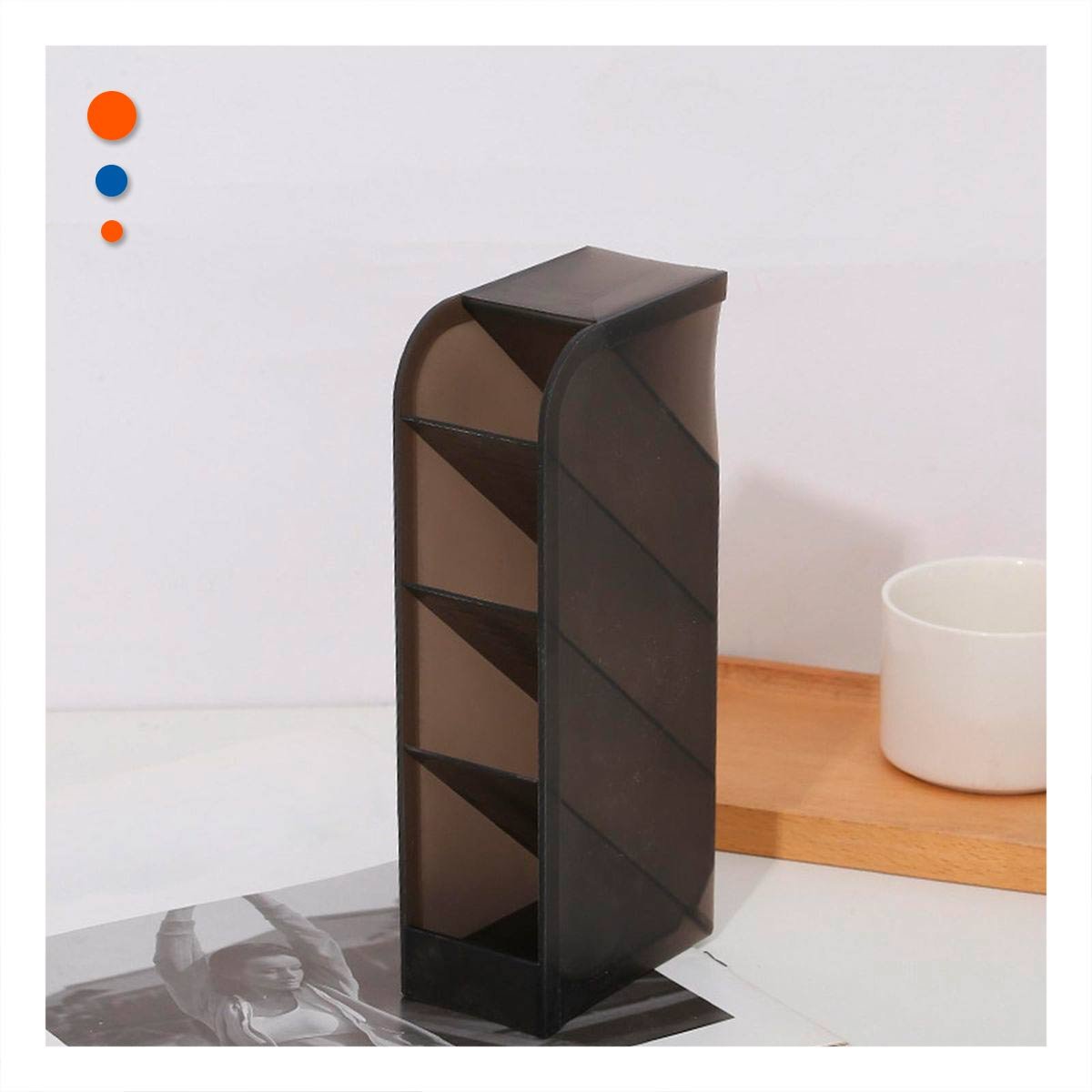 SOPORTE INCLINADO NEGRO CON CUATRO ESPACIOS PARA ESCRITORIO DE DIMENSIÓN 20,5X5X9CM - 1
