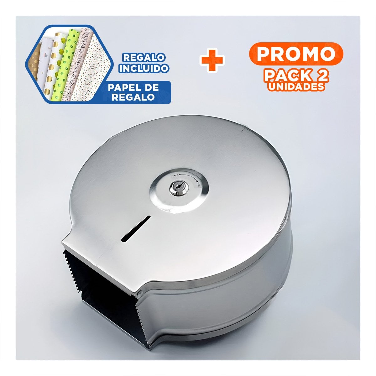 PACK2 UNIDAD JUMBO DE PAPEL HIGIENICO MODELO RESISTENTE ACABADO PLATEADO MAX Y+PAPEL REGALO - 1