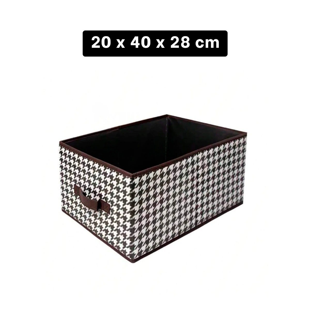 PACK2 ALMACENADOR DE TELA CON TAPA 40X28X20CM MARRON PATA DE GALLO Y+PAPEL REGALO - 4