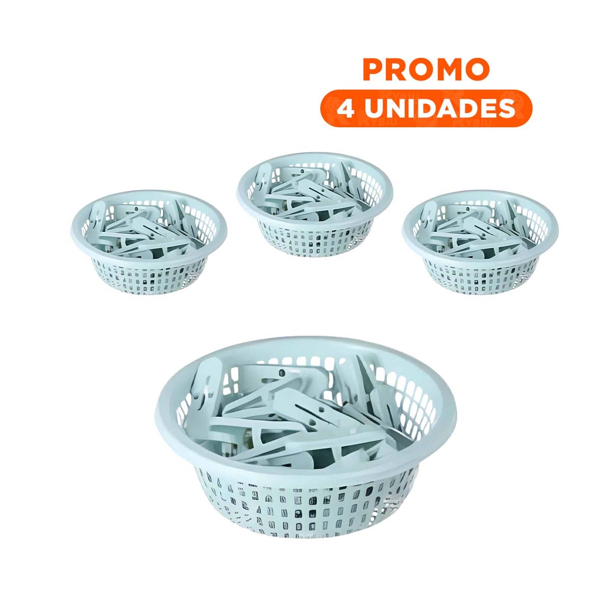 PACK4 CONTENEDOR PRACTICO VERDE CLARO REDONDO PARA GANCHOS FACIL Y+REGALO STICKER - 1