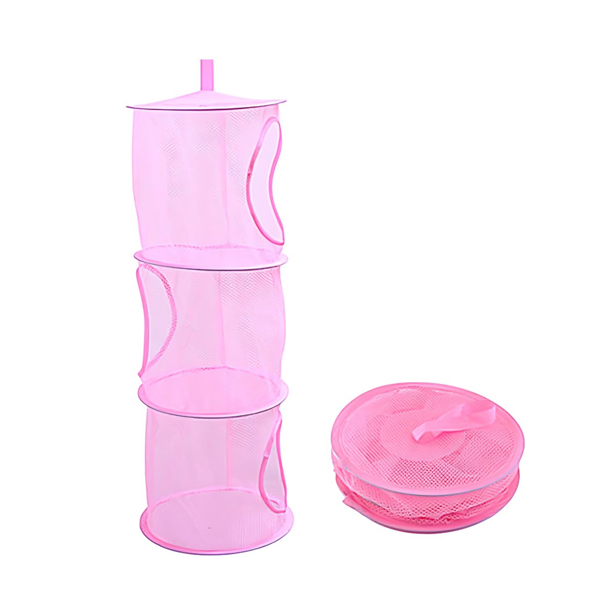 MALLA ORGANIZADORA COLGANTE 3 NIVELES ROSADO PRACTICA PARA ESPACIOS PEQUENOS Y+PAPEL REGALO - 1