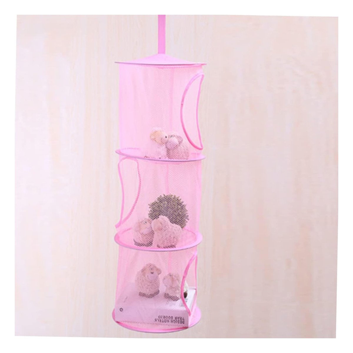 MALLA ORGANIZADORA COLGANTE 3 NIVELES ROSADO PRACTICA PARA ESPACIOS PEQUENOS Y+PAPEL REGALO - 2