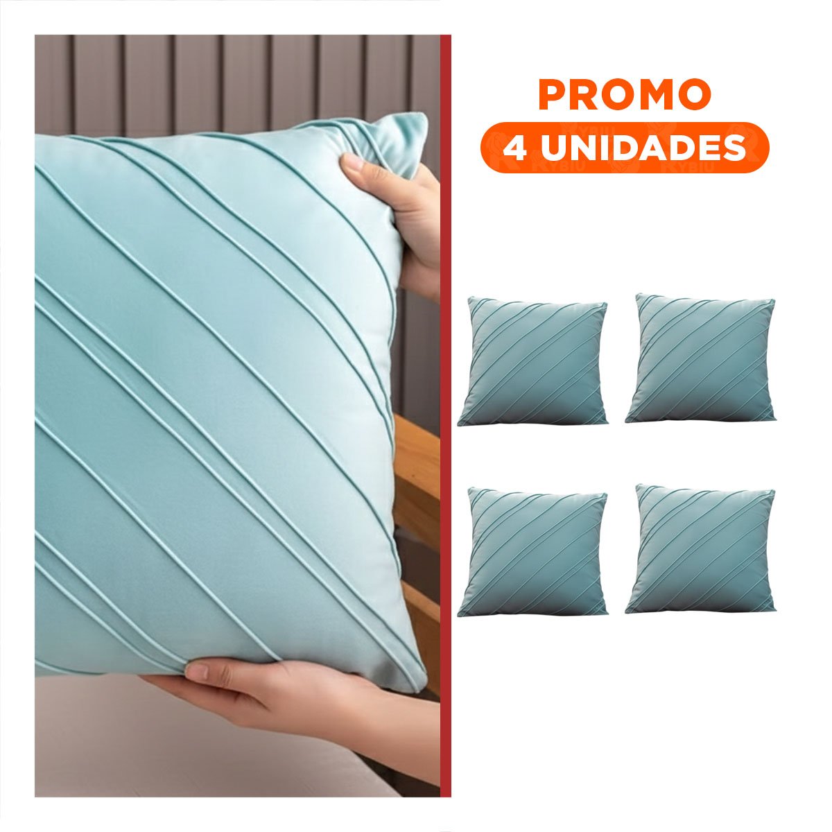 PACK4 PROTECTOR PENSADA PARA ALMOHADA CON PATRON DIAGONAL Y SUPERFICIE ROJA Y+REGALO STICKER - 1