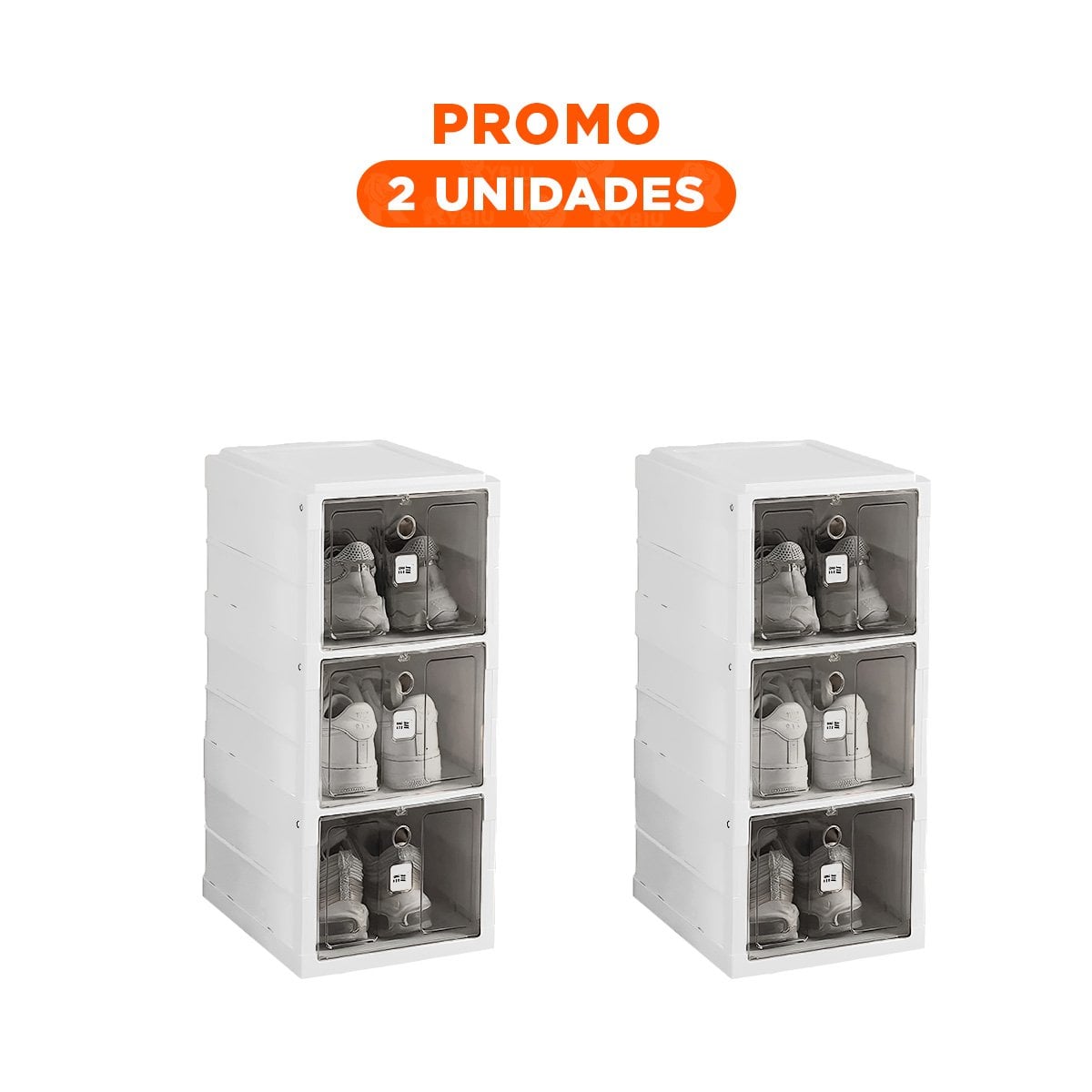 PACK2 ZAPATERA DE USO DOMESTICO BLANCA CON 3 NIVELES PLEGABLES Y TAPA NEGRA - 1
