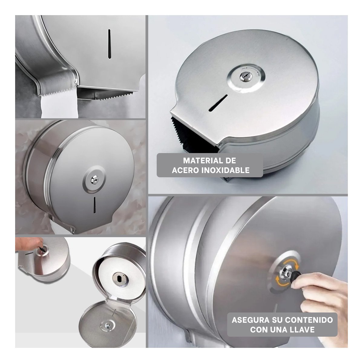DOSIFICADOR JUMBO DE PAPEL HIGIENICO SISTEMA PRACTICO METAL PLATEADO ECO YSTICKY - 5