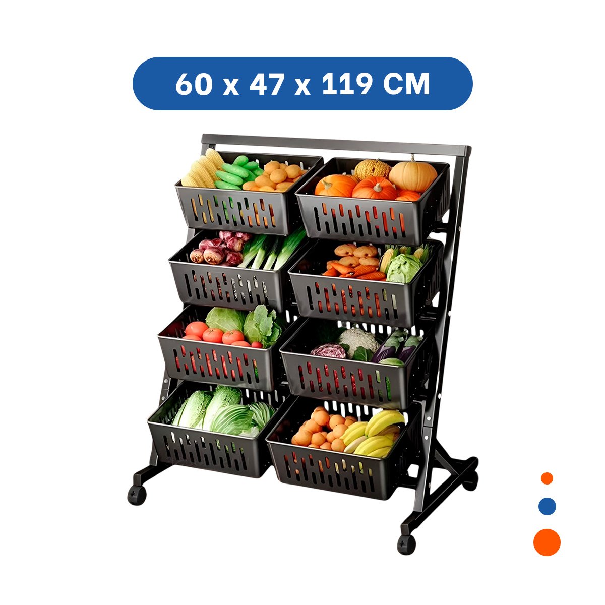 RODANTE ORGANIZADOR CON 4 NIVELES Y 8 BANDEJAS PARA CASA ORDENADA NEGRO YLIGAS REGALO - 4