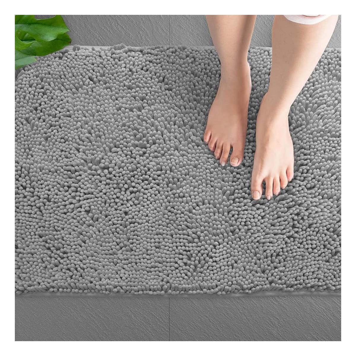 TAPETE RECTANGULAR DE MICROFIBRA ABSORBENTE 40X60CM PLOMO CLARO USO DIARIO Y+REGALO STICKER - 3