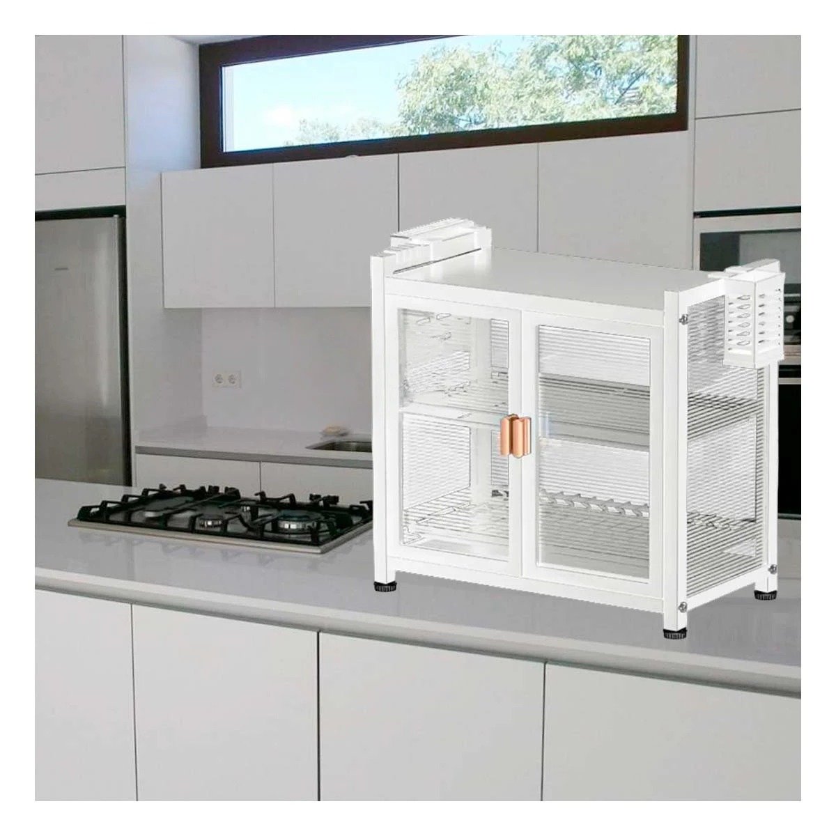 PACK2 ESCURRIDOR BLANCO DE COCINA CON PUERTAS Y SOPORTE PARA UTENSILIOS - 2