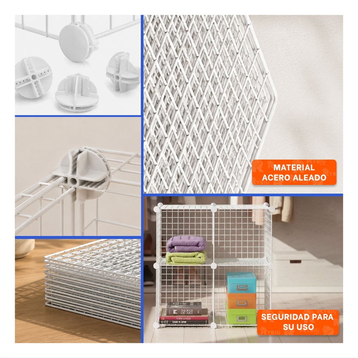 ESTRUCTURA DE ALMACENAMIENTO CON REJILLAS MODULARES 16PZS BLANCO YSTICKY - 1