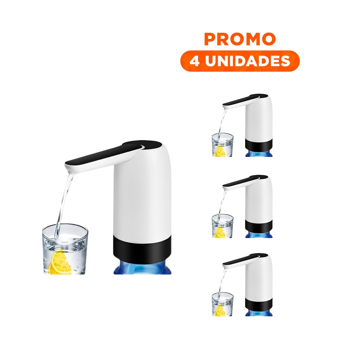 PACK4 SISTEMA PORTATIL DE AGUA ELECTRICO RECARGABLE BLANCO PARA USO DIARIO Y+REGALO STICKER - 1