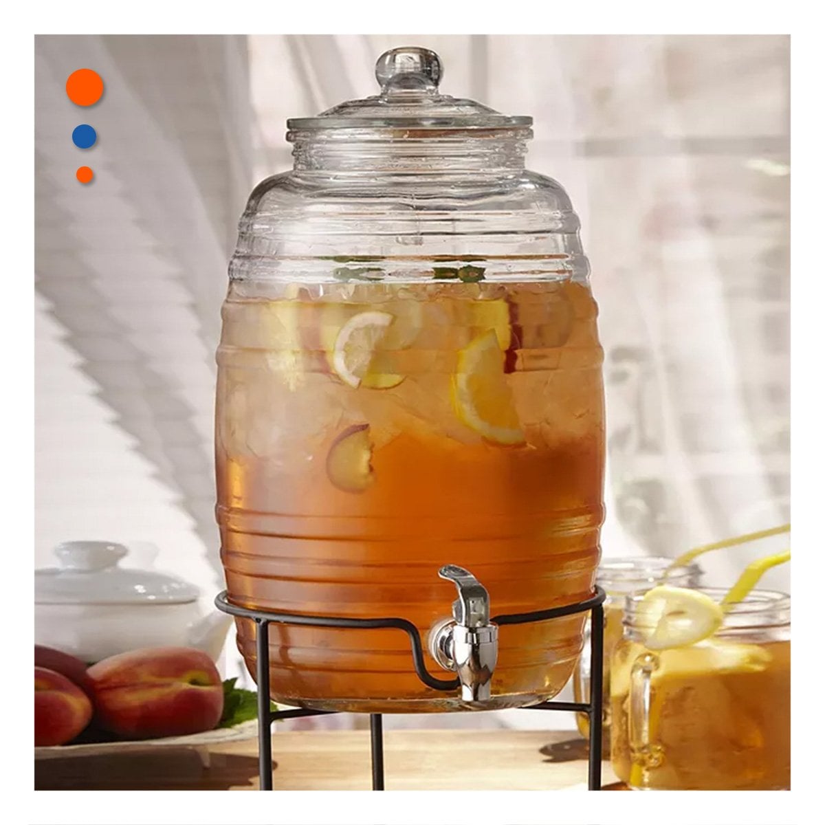 CENTRO DE BEBIDAS 10L CON BASE METALICA Y TAPA CHUPON TRANSPARENTE CELESTE YSTICKY - 3