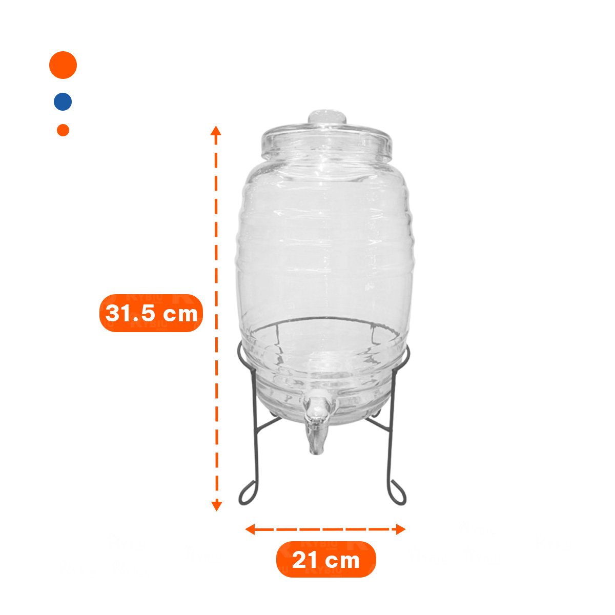 CENTRO DE BEBIDAS 10L CON BASE METALICA Y TAPA CHUPON TRANSPARENTE CELESTE YSTICKY - 4