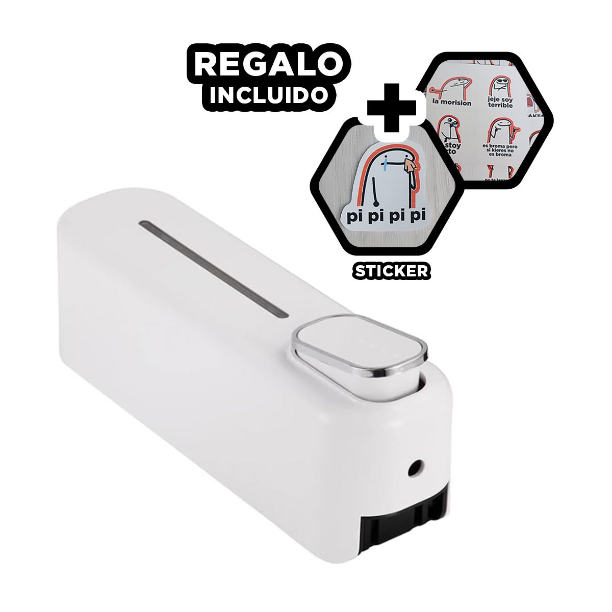 DOSIFICADOR DE JABON MANUAL 300ML SISTEMA PRACTICO RECARGABLE BLANCO Y+REGALO STICKER - 1