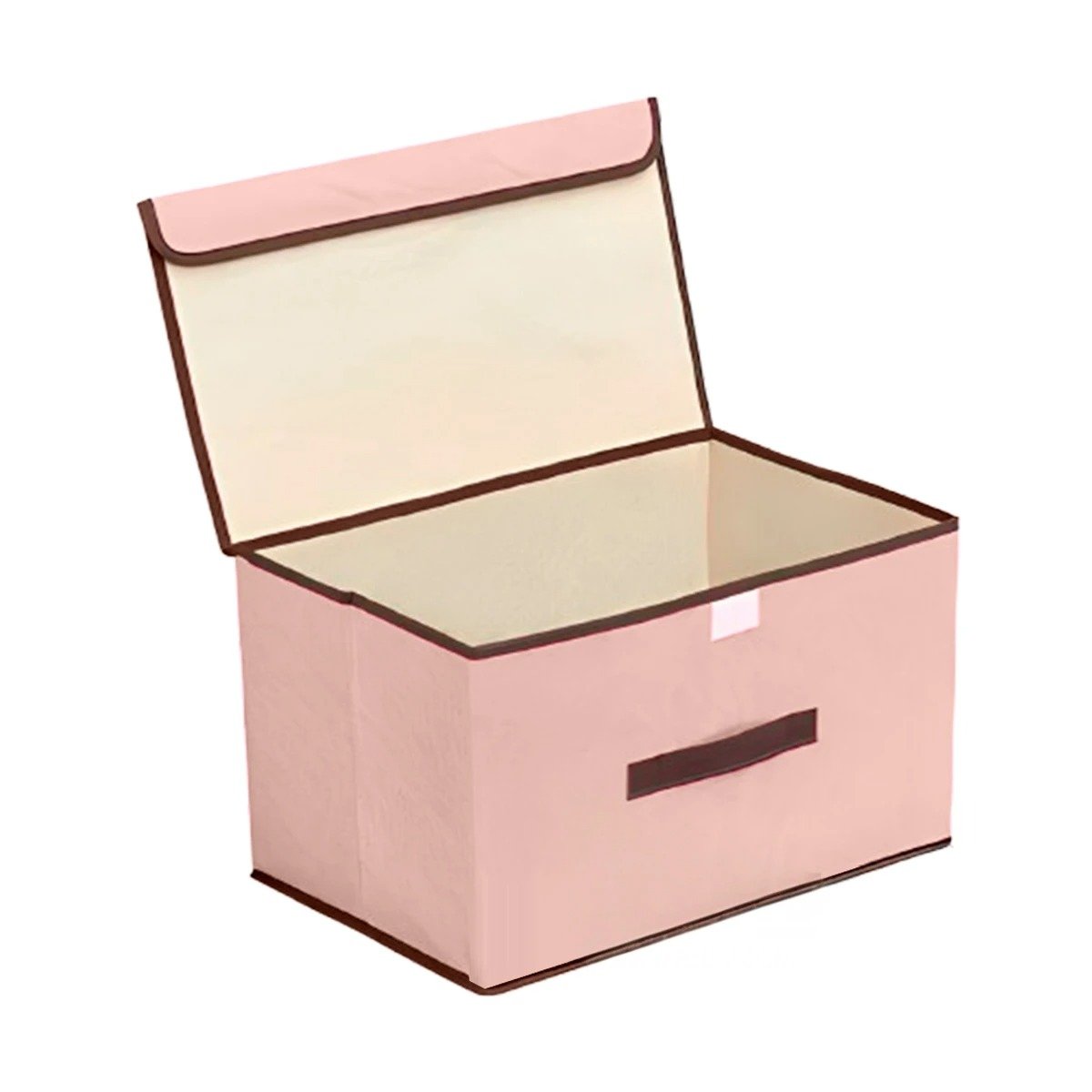 PACK2 CUBO PRACTICO DE TELA 36X24X23CM BEIGE CON BORDE MARRON PARA ROPA YREGALO STICKER - 2