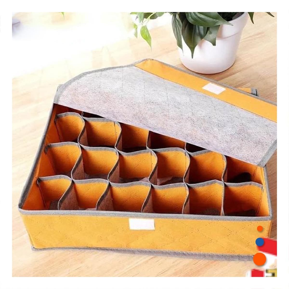 PACK12 ESTUCHE TEXTIL PARA ROPA INTERIOR 24 DIVISIONES NARANJA HOGAR EXTRA Y+PAPEL REGALO - 3