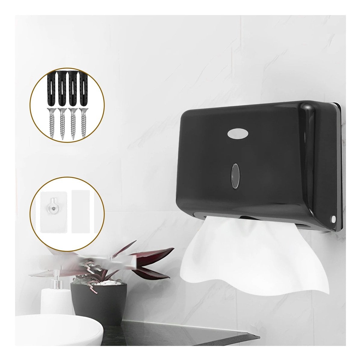 PACK2 GABINETE DE PAPEL TOALLA INTERFOLIADO NEGRO RESISTENTE PARA HOGAR - 3