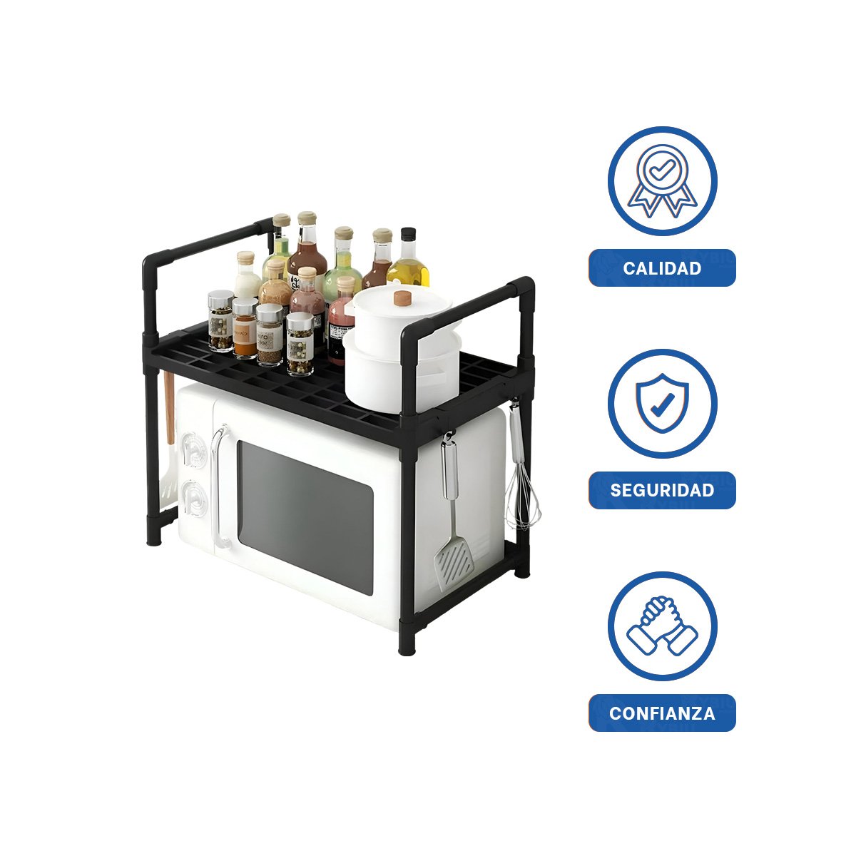 SOPORTE ORGANIZADOR DE MICROONDAS CON ASAS 48X26X49CM NEGRO HOGAR EXTRA YLIGAS REGALO - 3