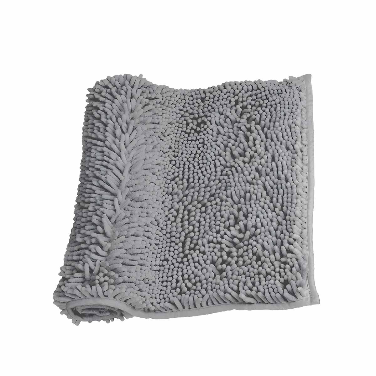 ALFOMBRA RECTANGULAR DE MICROFIBRA ANTIDESLIZANTE 40X60CM PLOMO CLARO SEGURO YLIGAS REGALO - 3