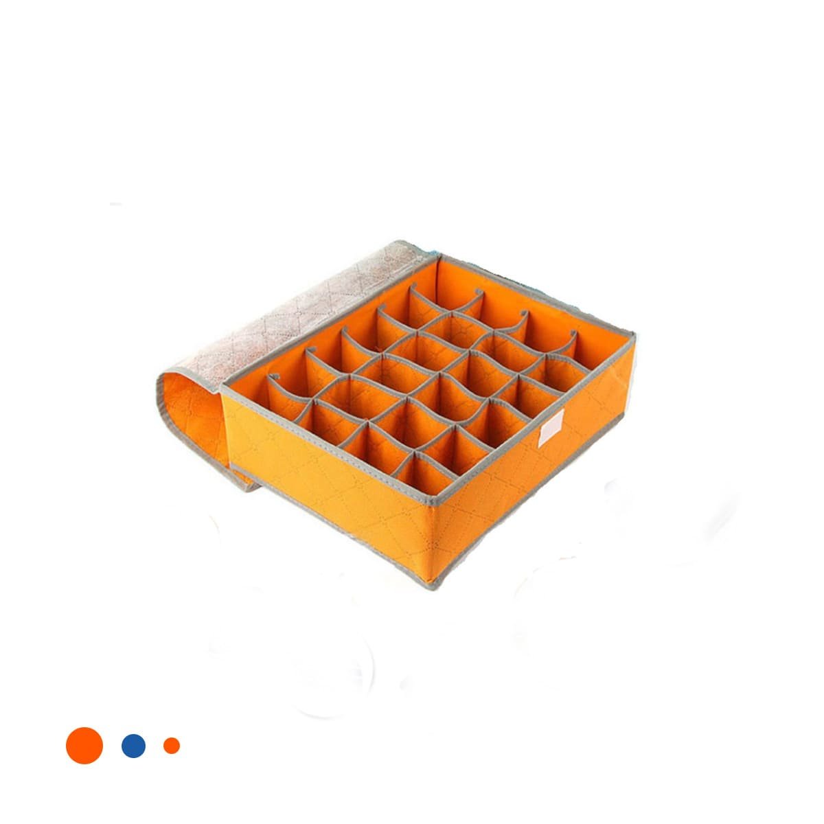 CAJA ORGANIZADORA DE ROPA INTERIOR 24 DIVISIONES CON TAPA NARANJA PLUS Y+PAPEL REGALO - 1