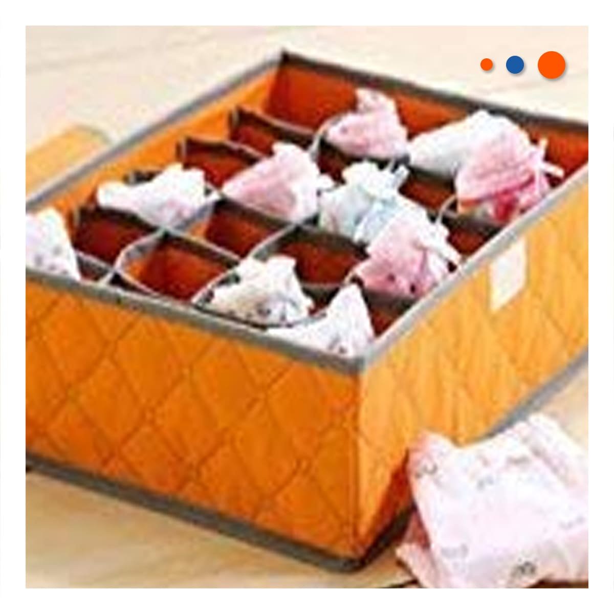 CAJA ORGANIZADORA DE ROPA INTERIOR 24 DIVISIONES CON TAPA NARANJA PLUS Y+PAPEL REGALO - 5