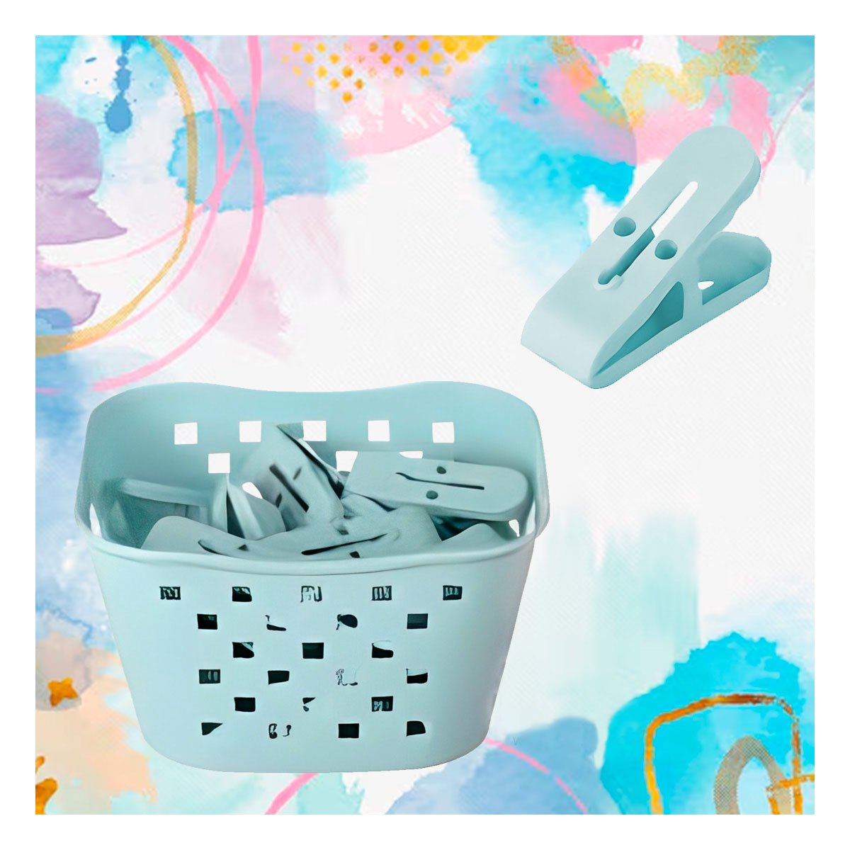 PACK4 CONTENEDOR PRACTICO CUADRADO CON GANCHOS PARA ROPA VERDE CLARO Y+PAPEL REGALO - 5