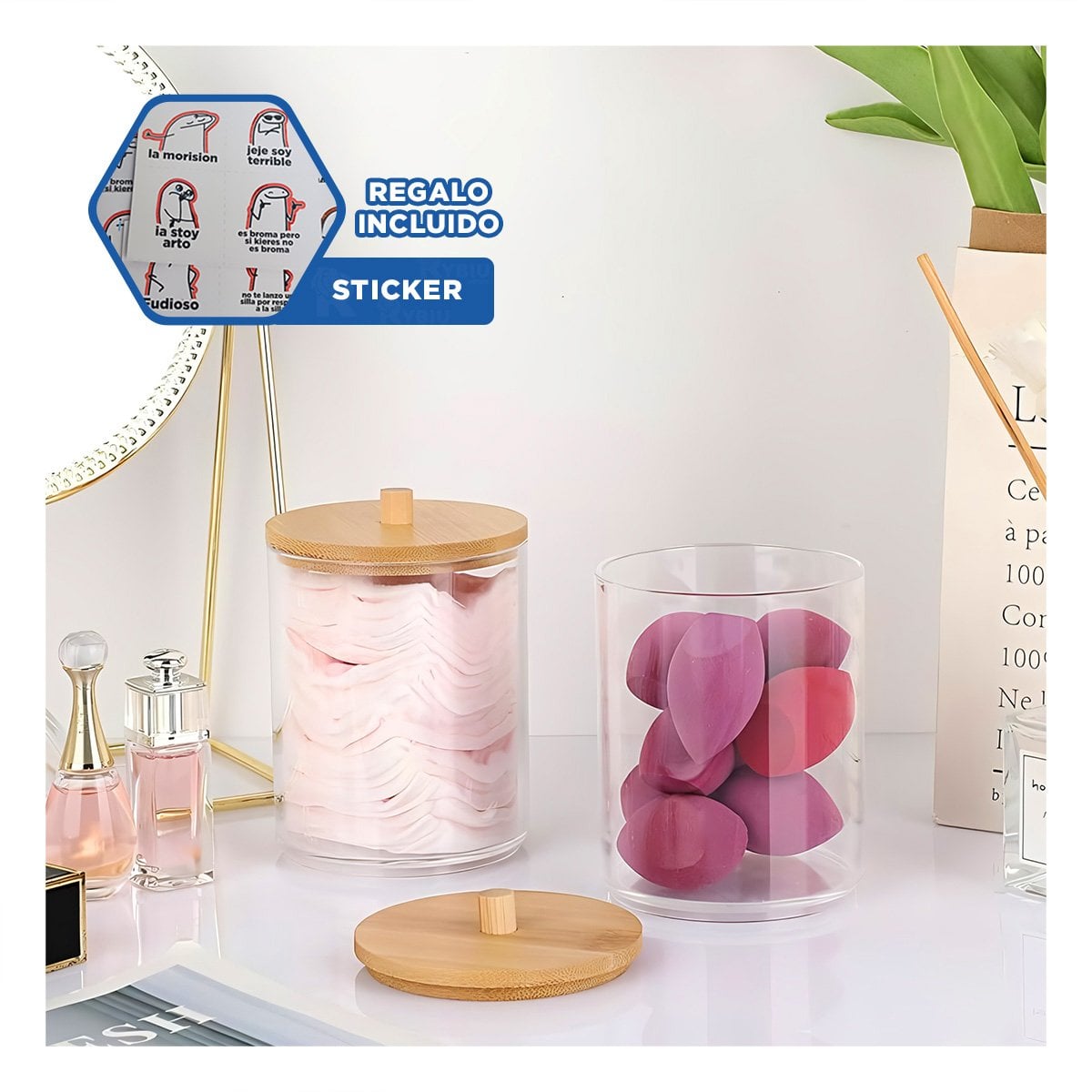 ORGANIZADOR ACRILICO CON TAPA DE MADERA 7X11CM TRANSPARENTE ORDEN DIARIO Y+REGALO STICKER - 1